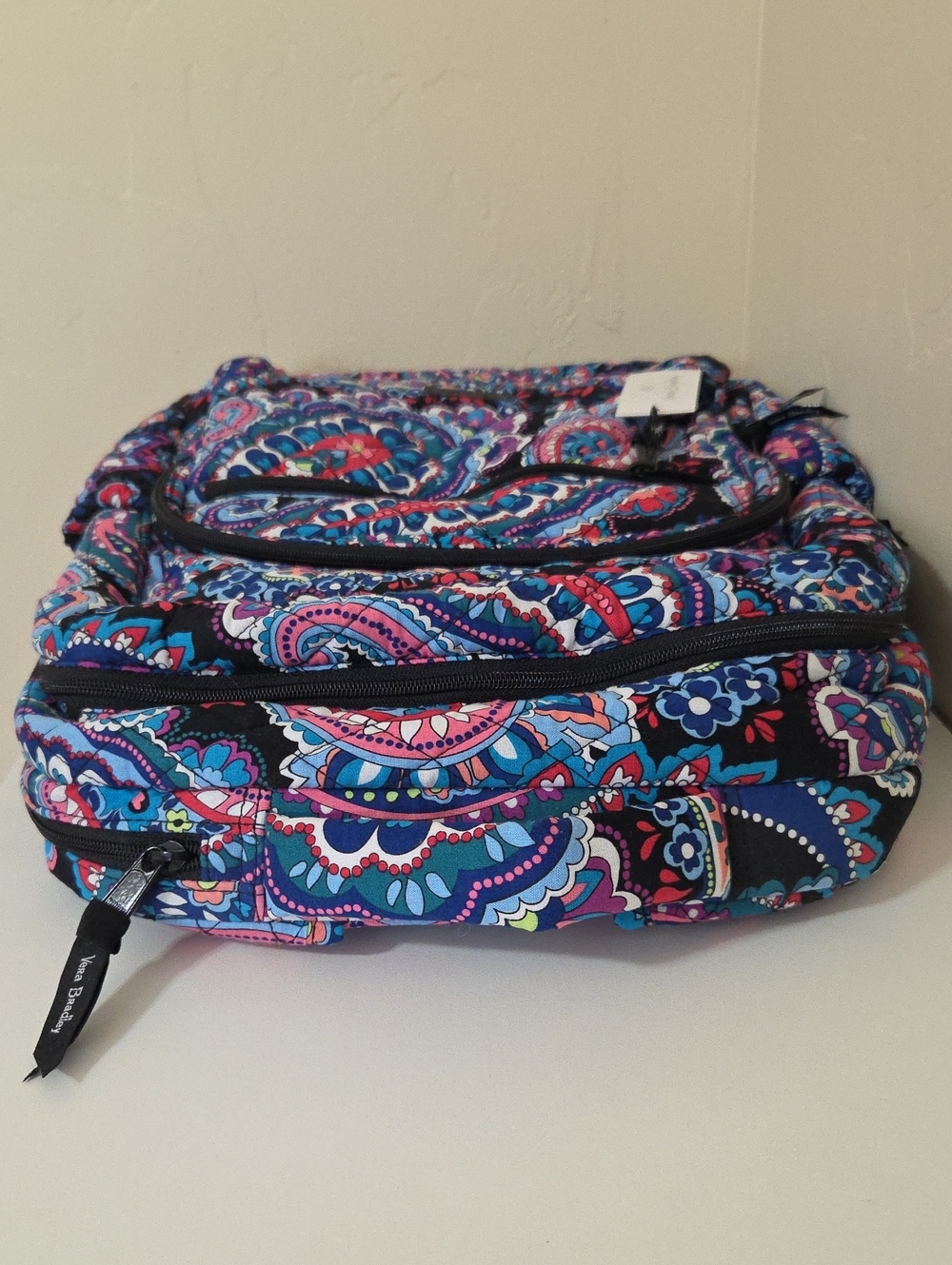 Vera Bradley Black Multicolor Paisley Quilted Backpack - Picture 9 of 12
